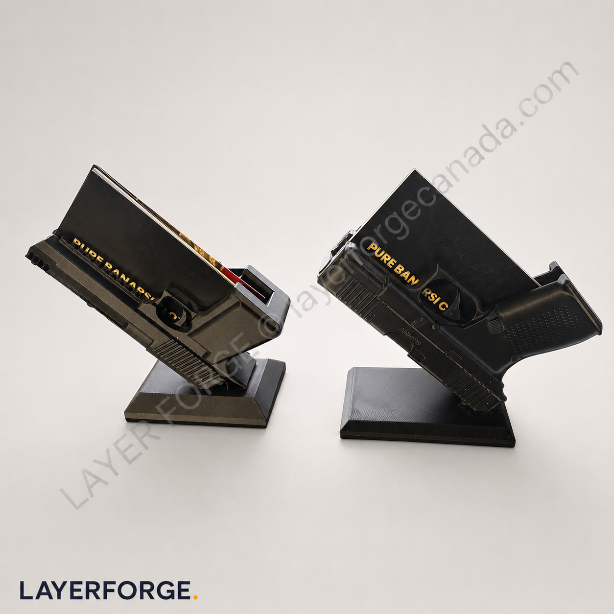 Handgun-Inspired Business Card Holder & Office Display Stand